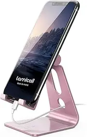 Adjustable Cell Phone Stand, Lamicall Phone Stand : [Update Version] Cradle Dock Holder Compatible with iPhone 16 15 Pro Max 14 13 12 Mini 11 Xs XR 8 X 7 6 6s Plus SE Charging Desk Smartphone