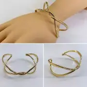 Gold Tone Thin Adjustable Knot Dainty Elegant Cuff Bracelet Bangle