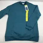 Danskin Ladies' Oversized Crewneck w/Pocket Teak Teal Heather SMALL (S) NEW