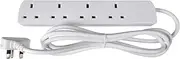 Mercury | UK 4 Gang Extension Lead | White 2.0m