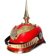 Red German Pickelhaube Helmet | Leather Pickelhauben Imperial Prussian Helmet