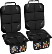 JVXYUIEH Car Seat Protection Pad 600D Fabric Car Seat Protectors, 2 Pack with Non-Slip Backing, Thickest Padding, Mesh Storage Pockets