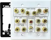 DIYTECH Speaker Wall Plate, 7.2 Home Theater Wall Plate, 2 RCA Wall Plate, Gold Plated Binding Posts, Speaker Wall Plates, for Home Theater Wall Speaker Plate Setup