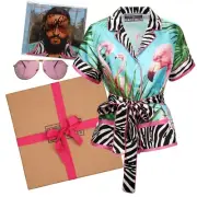 Dolce & Gabbana Dj Khaled Flamingo Silk Shirt Blouse Sunglasses CD 12486