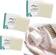 Silk Protein Skin Repair Soap,3Pcs Natural Skin Repair Soap,Goat Milk Soap Silk Protein Soap Remove MitesTender White,Control Oil Cleansing Soap,Net Acne Moisturizing Repair,for All Skin Types