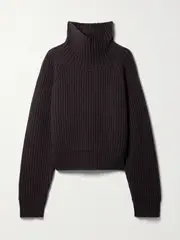[KHAITE] KHAITE - Lanzino Ribbed Cashmere Turtleneck Sweater - Brown - medium medium Brown