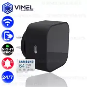 WIFI Power Wall Adapter Spy Camera 64GB Home 24/7 LIVE View Monitoring Security