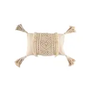 Maine & Crawford Burdette 50x30cm Cotton Macrame Cushion Pillow w/ Tassel Cream