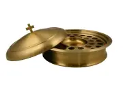 Communion Tray Including Center Bread Plate with a Cover - S. S. (Brass Matte)