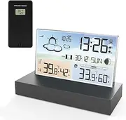 Wireless Weather Stations, Indoor Outdoor Thermometer with Alert and Temperature Humidity Barometric Forecast Moon Phase Alarm Clock, Home Weather Station with Outdoor Sensor