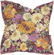 [sanluoli] Boho Style Flower Floral Retro square silk scarf pashmina essentials shawl wraps for women for evening chal para mujer, Boho Style Flower Floral Retro