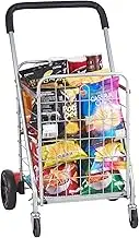 VEVOR Folding Shopping Cart, 110 lbs Max Load Capacity, Grocery Utility Cart with Rolling Swivel Wheels, Heavy Duty Foldable Laundry Basket Trolley Compact Lightweight Collapsible for Luggage, Silver
