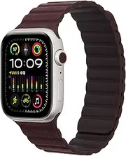 [Synchro Bands] for Apple Watch Band Crazy Horse Genuine Leather Strap 38mm 40mm 41mm 42mm 44mm 45mm 49mm, Magnetic Apple Watch Bracelet Easy to Take Off for men women iWatch Ultra/Ultra2 Series 9 8 7 SE 6 5 4 3