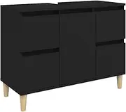 vidaXL Sink Cabinet - Scandinavian Style Engineered Wood Bathroom Furniture with Storage - Black, 80x33x60 cm