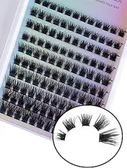 False Eyelash Extension,3D Fluffy Effect C Curl Natural Look falsel Eyelashes 200 Pcs Mixed Length Cluster Lashes,DIY Eyelashes Extension, falsel Eyelashes Natural Look (ALC140)