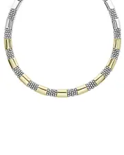 Lagos 18K Yellow Gold & Sterling Silver High Bar Collar Necklace, 16