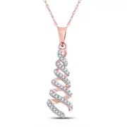 10k Rose Gold Round Diamond Spiral Fashion Pendant 1/10 Cttw