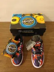 Kids Heelys Dual Up Shoes HE101215H Black/Pink/Blue Roller Skate Trainer YOUTH 1