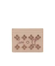 Card holder - Pearlescent nappa leather and spikes Loubinthesky - Leche One size milk color