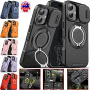 For iPhone 16 15 14 13 12 11 Pro Max Case Magsafe Shockproof Ring Stand Cover
