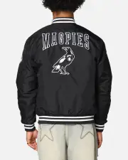[MITCHELL & NESS] Mitchell & Ness Collingwood Magpies Team Bomber Jacket Solid Black - Size M M Solid Black