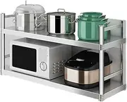 Microwave Stand Microwave Oven Rack Wall Mount Microwave Oven Shelf Stainless Steel Double Layer Kitchen Organizer Storage Holder Microwave Rack Microwave Oven Stand(60cm)