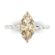 2ct Marquise Rope Knot Real Morganite Wedding Bridal Promise Ring 14k White Gold