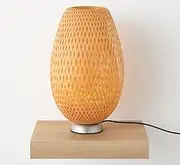 Scandi Glow Set – Bamboo Table Lamp & Oak Floating Shelf – Boja-Inspired Natural Decor