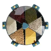 Rotating Grain Storage Box Wall Mounted Separated Sealed Cereal Container Gra