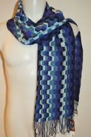 MISSONI Man's Wool Blend Design Scarf NEW Size 18 in x 72 in Made in ITALY