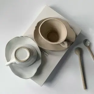 咖啡杯子 韓式創意純色不規則咖啡杯 復古陶瓷咖啡杯碟牛奶杯馬克杯下午茶 免運