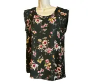 Pleione Women's Floral Print Sleeveless Lightweight Tank Top Size Medium