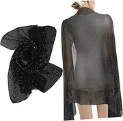 [GAROZATION] Ladies Chiffon Shawl Scarf Satin Black Shawl for Weddings Events Women's Evening Wrap
