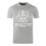 Aquascutum Large Bold London Aldis Brand Logo Grey T-Shirt