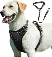 UPET No-Pull Dog Harness, Reflective Heavy Duty No-Choke Comfortable Adjustable Service Puppy Soft Padded Vest Harnesses for Small, Medium, and Large Dogs Walking Training(Black S)