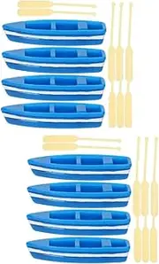 HOLIDYOYO 4 Set Mediterranean Style Resin Fishing Boat Decor Micro Landscaping Ocean Theme Ornaments for Home Living Dining Bedroom and Study