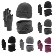 Autumn Winter Warm Hat Scarf Gloves Three Piece Plush Knitting Wool Hat Cold New