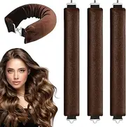 Heat-Free Curlers, Pack of 4 Hair Curlers, Heatless Curls Band, Overnight Curls Without Heat (Brown)