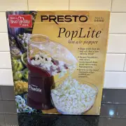 NIB Presto PopLite Hot Air Popper 04860, Red Pops 18 Cups In 2-1/2 Minutes