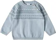 [Stellou & friends] 100% Cotton Knit Patterned Baby Toddler Boys Girls Long Sleeve Crew Neck Sweater (Birth - 4 Years)