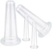 4Pcs Massage Cupping Set Silicone Mini Facial Cups Face Massager Helper Skin Care Neck Back Eyes Massaging Cup Safe to Use, Massage Tools (Transparent)