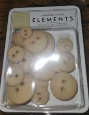 AMERICAN CRAFTS ELEMENTS BUTTONS Browns Sugar Round MULTI-SIZE BUTTONS 24 PCS