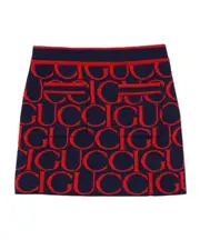 Gucci Kids Logo Jacquard Elastic Waist Skirt 8Y,10Y Dark blue and red