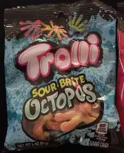 Lot 3 Bags Trolli Sour Brite Octopus CherryGrape OrangeLemon Candy Free Shipping