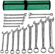 YUENTOEN 16 Piece Ratcheting Combination Wrench Set, 12 Point Ratchet Spanner Set 6-24mm, Chrome Vanadium Construction, Metric Spanner Set