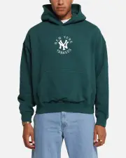 [MAJESTIC ATHLETIC] Majestic Athletic New York Yankees Mid Crest Boxy Hoodie Emerald - Size S S Emerald