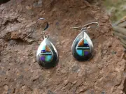 Teardrop Earrings Sterling Silver 925 Multi Gemstone & Opal French Wire New L79