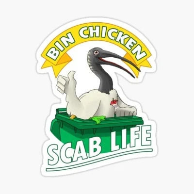 BIN CHICKEN SCAB LIFE STICKER, aussie, funny, meme car decal, Sticker.