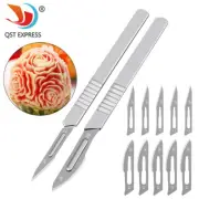 10pcs 11# 23# Carbon Steel Surgical Scalpel Blades + 1pc Handle Scalpel DIY Cutt