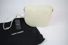 NEW! Authentic YSL Saint Laurent Joan Y Quilted Leather Flap Crossbody Bag Cream